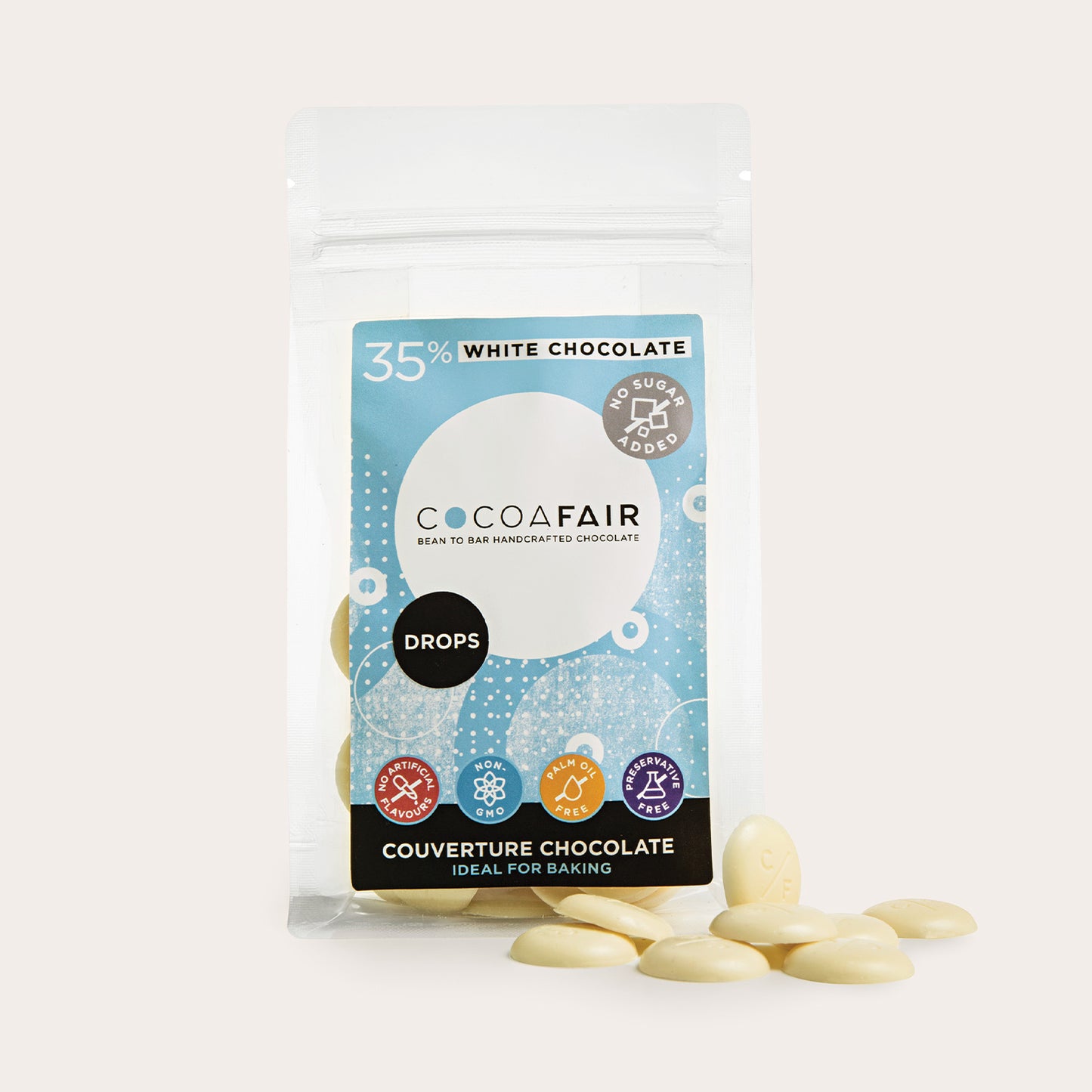 35% White Chocolate Drops | No Added Sugar