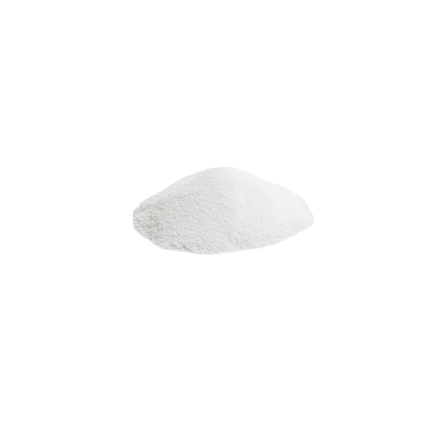 Coconut milk powder in a small heap against a white background