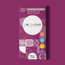 Load image into Gallery viewer, 35% White Chocolate with Passionfruit and Pepper - 100g
