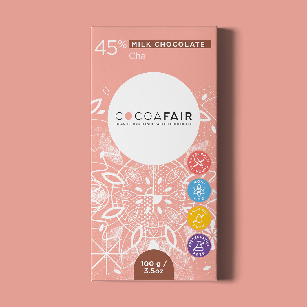 45% Milk Chocolate with Chai Spices - 100g