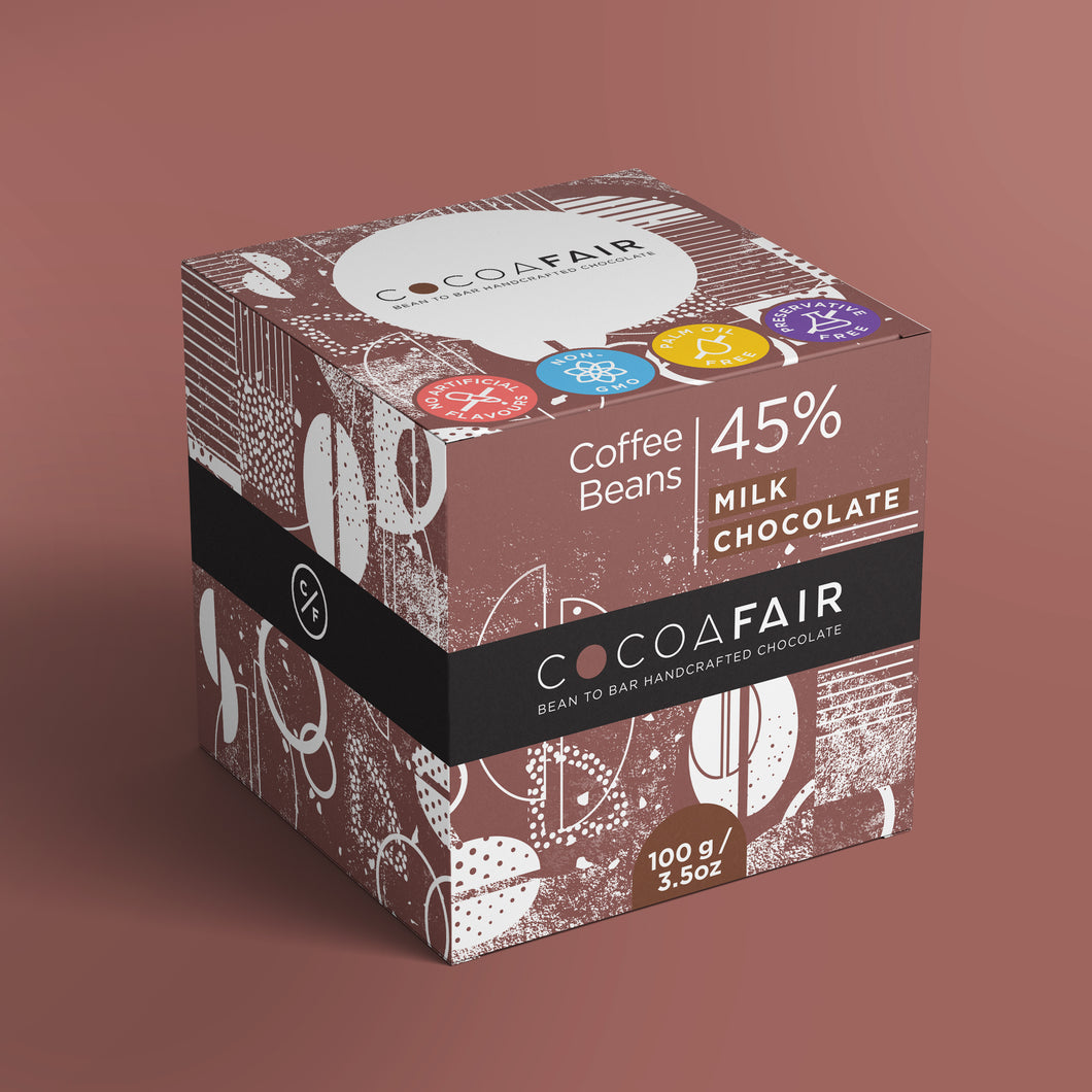 Coffee Beans in 45% Milk Chocolate - 100g