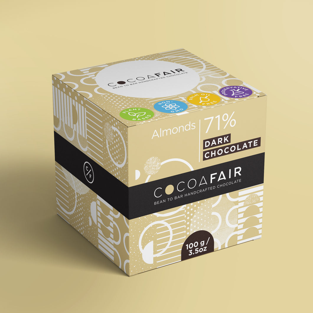Almonds in 71% Dark Chocolate - 100g